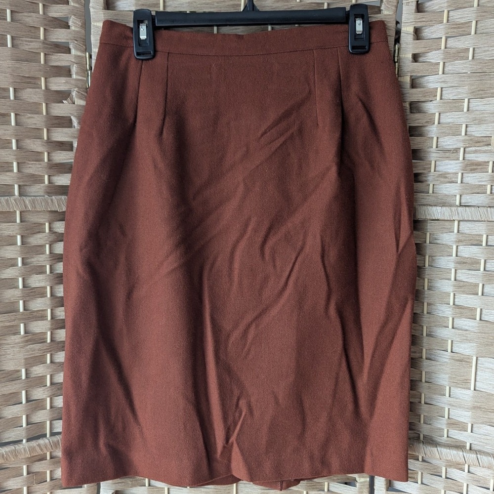 Vtg ILGWU Union‎ Made Rust 100% Pure Wool Pencil Skirt Sz 12 Office Minimalist